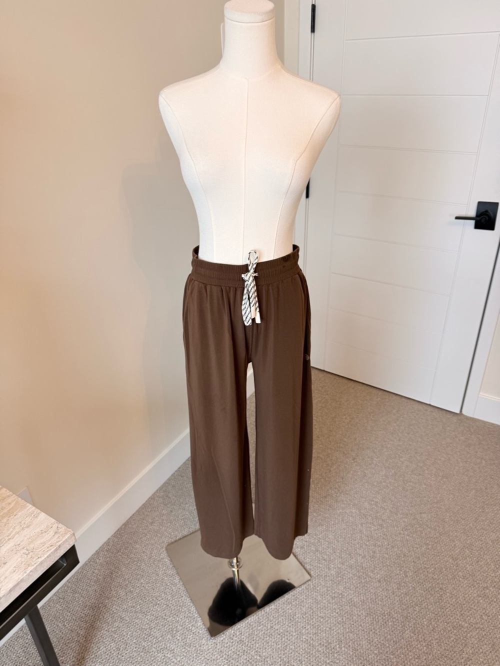 Brown Wide-Leg Drawstring  Pants